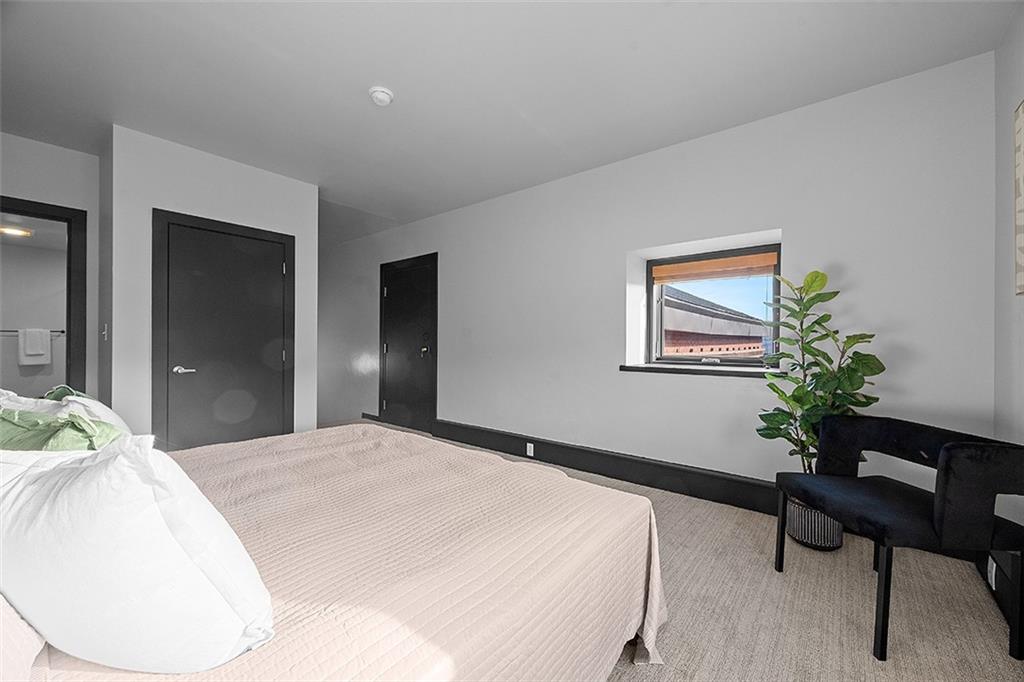 3080 Smallman Street Pittsburgh, PA 15201 - Photo 32 of 48 a bedroom with a large bed and a potted plant