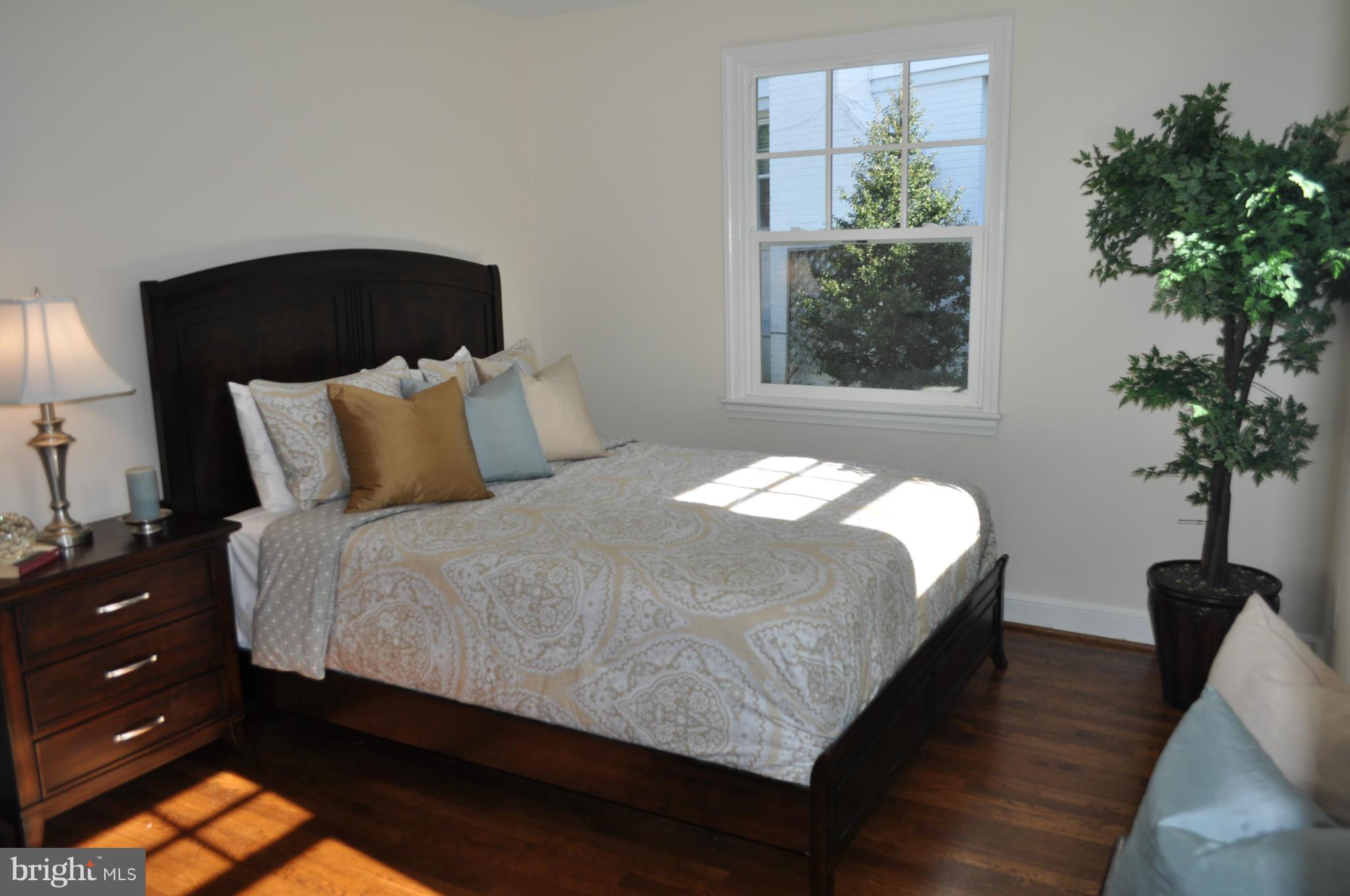 8738 Ridge Road Bethesda, MD 20817 - Photo 12 of 30 a bedroom with a bed lamp and a potted plant