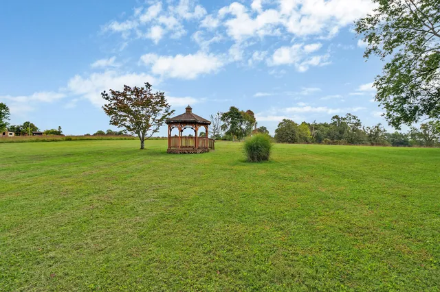 a view of a golf course with a garden