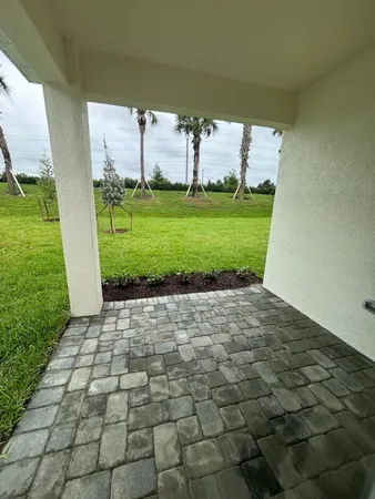 a view of a garden with pathway