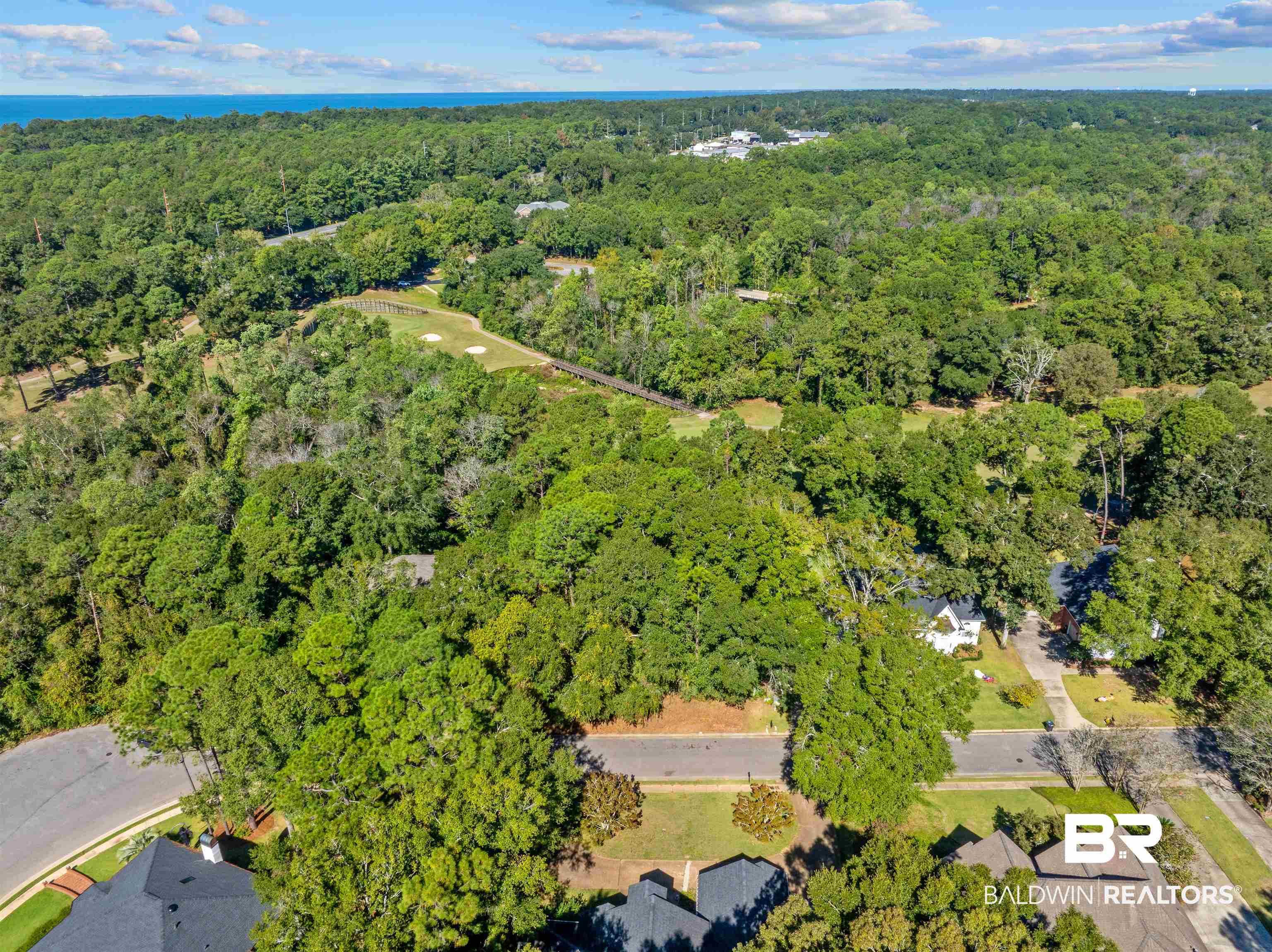 116 McIntosh Bluff Road Fairhope, AL 36532 - Photo 8 of 17 Aerial view of property and surrounding area with a heavily wooded area