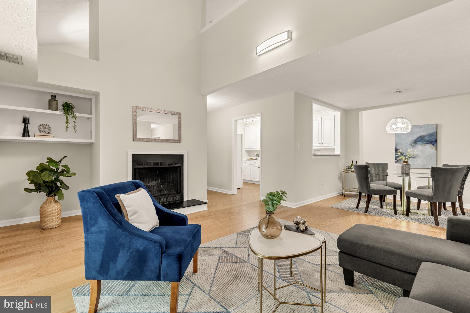 45 Windbrooke Circle, Unit 45 Gaithersburg, MD 20879 - Photo 11 of 29 a living room with furniture potted plant and a fireplace