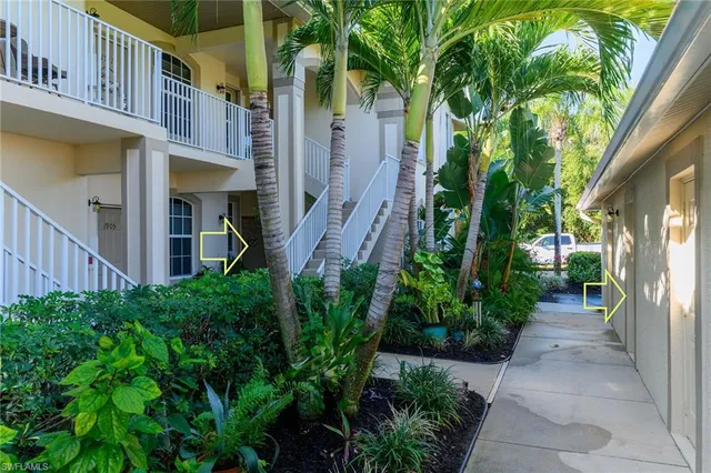 a view of a pathway along the building
