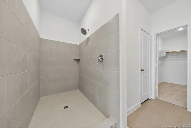 a bathroom with a bathtub