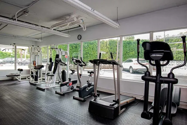 a view of a room with gym equipment