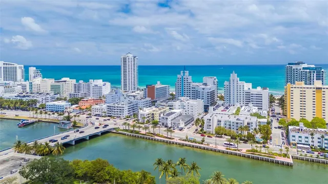 a view of a city and lake