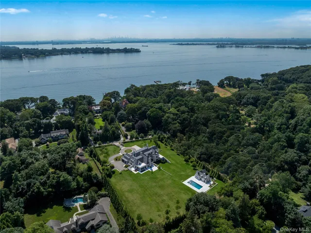 a view of a lake with a city view