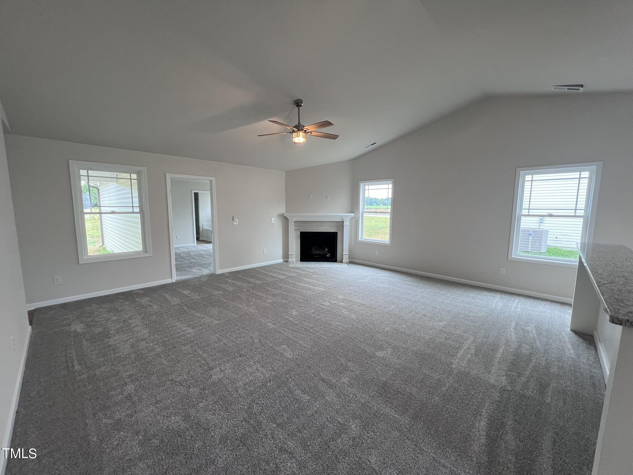 32 Scotties Ridge Drive Princeton, NC 27569 - Photo 12 of 24 an empty room with windows and fireplace