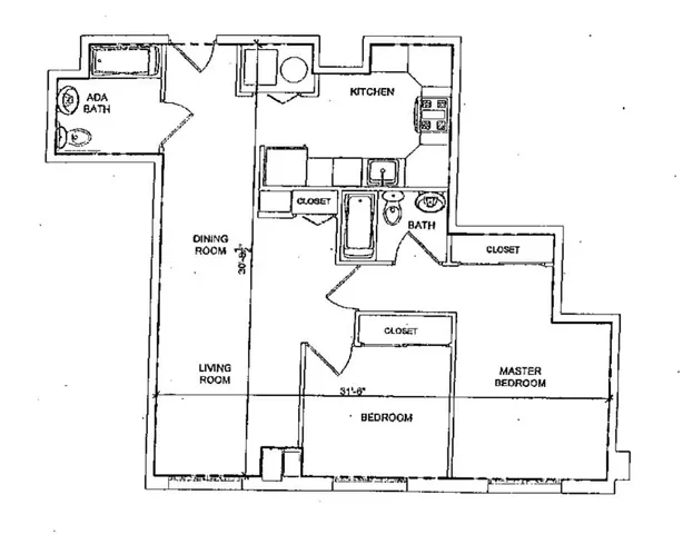 a picture of a wall with a white house and a clock