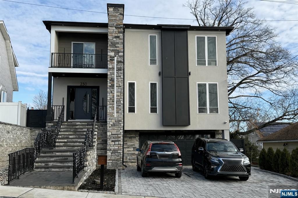 a car parked in front of a house