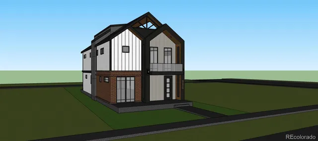 a view of a small house with a big yard plants and large trees with wooden fence