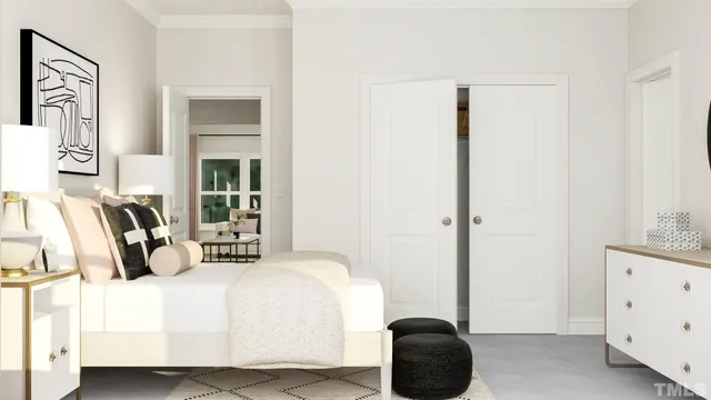 a bedroom with furniture and a window