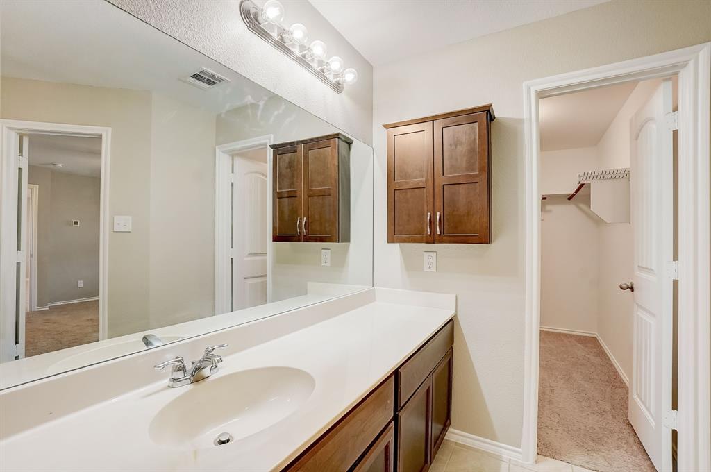 2113 Rubin Road Fate, TX 75189 - Photo 12 of 37 Bathroom featuring vanity, a walk in closet, and light tile patterned floors