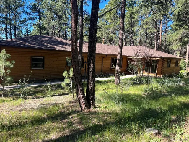 a view of backyard of house with green space