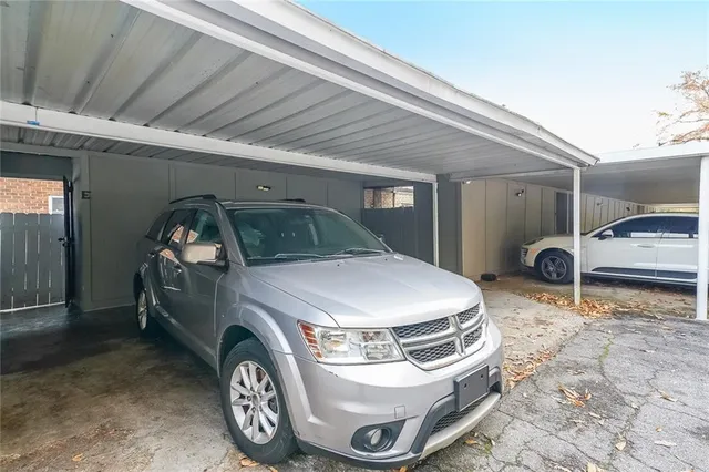 a view of a car in garage