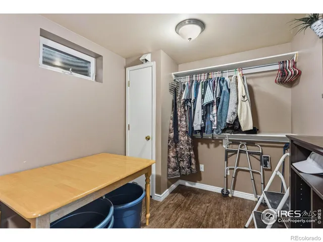 a room with a table and a chair