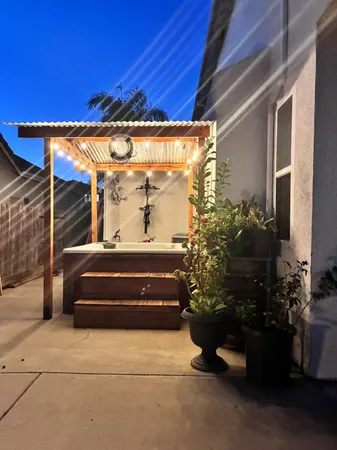 a view of outdoor space with seating area