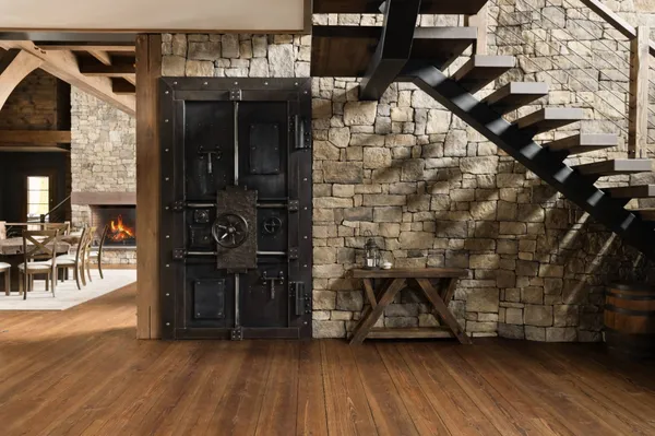 an empty room with wooden floor