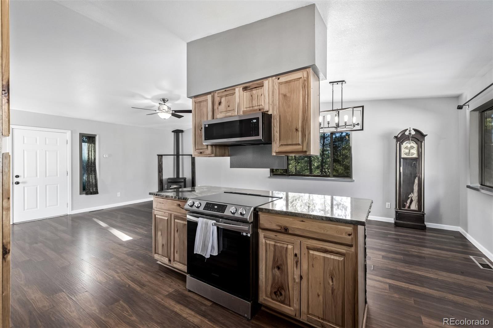 20 Parkview Bailey, CO 80421 - Photo 17 of 50 a kitchen with stainless steel appliances a stove sink and microwave