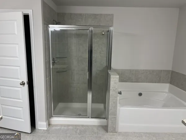 a bathroom with a bathtub