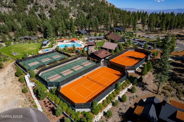 an outdoor space with furniture