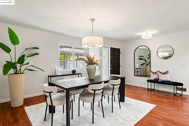 a table and chairs in a room