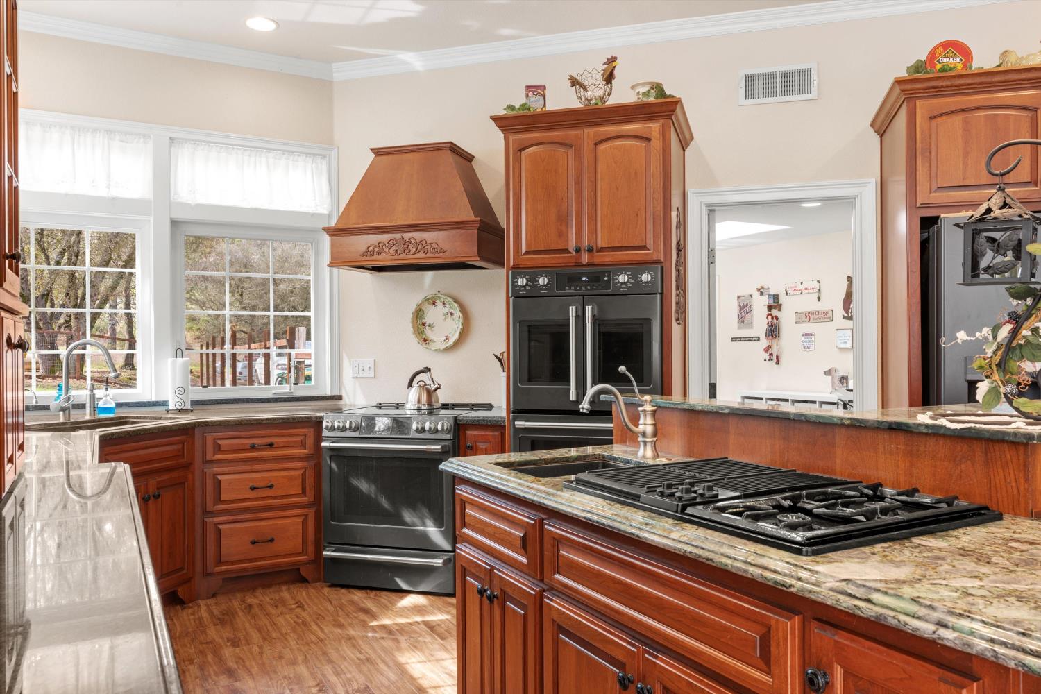 2661 Oak Ln Drive Rescue, CA 95672 - Photo 18 of 69 a kitchen with stainless steel appliances granite countertop a stove and a sink