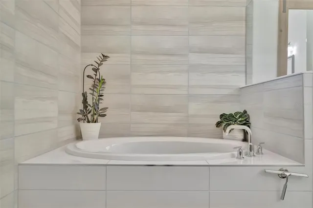 a bathroom with a bathtub
