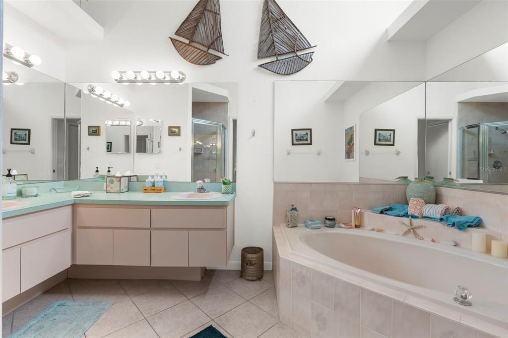 9426 Mississippi Run Weeki Wachee, FL 34613 - Photo 13 of 31 a bathroom with a tub a sink and a mirror