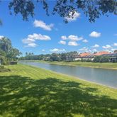 a view of a lake with a city