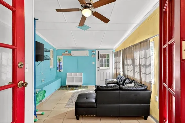 a living room with furniture