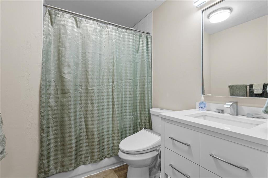 4700 Southwest Wilson Springs Road Fort White, FL 32038 - Photo 19 of 41 a bathroom with a sink a toilet and shower curtain