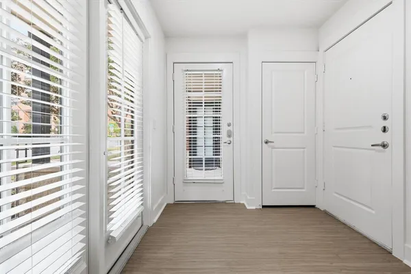 an empty room with windows