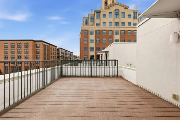 a view of a balcony with a stairs