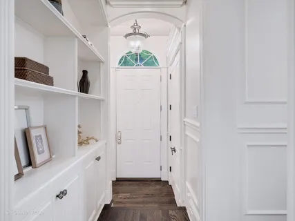 a view of a room with racks on the wall