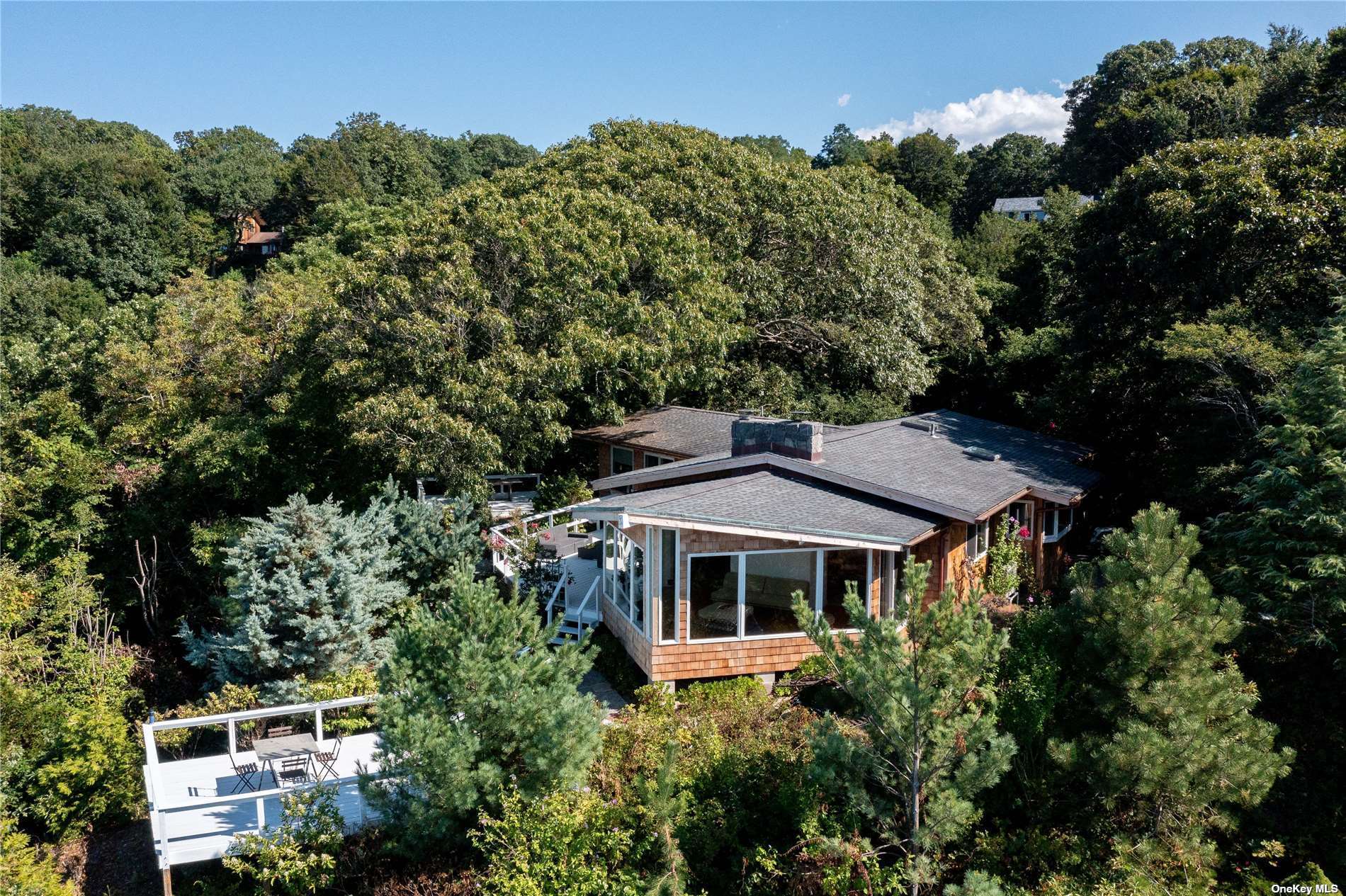 an aerial view of a house