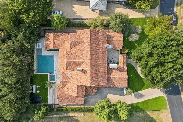 an aerial view of a house