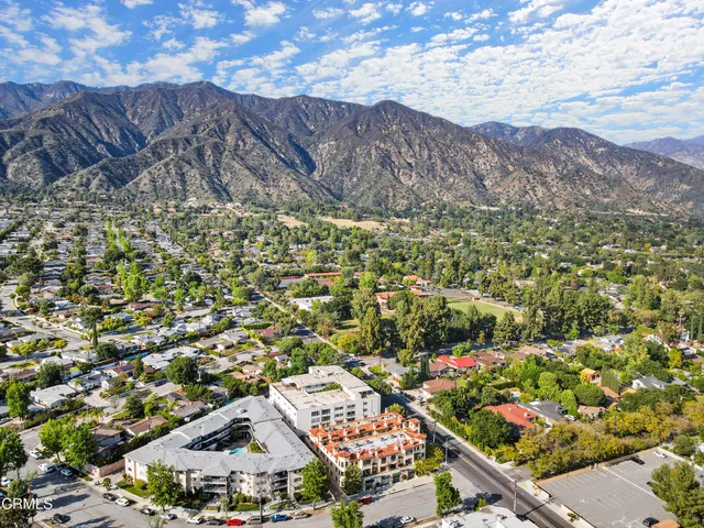 a view of a building with a street