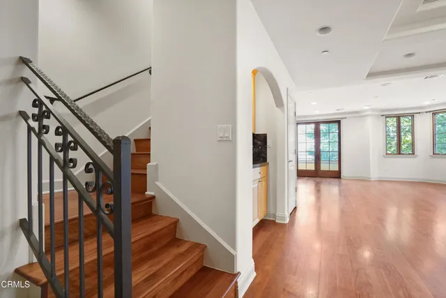 a view of a balcony with an outdoor space