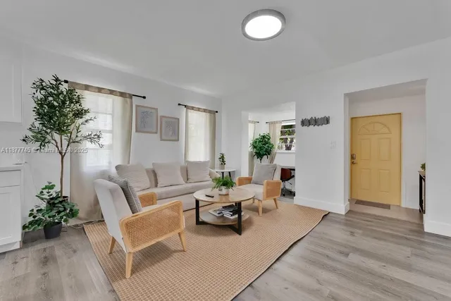 a living room with furniture