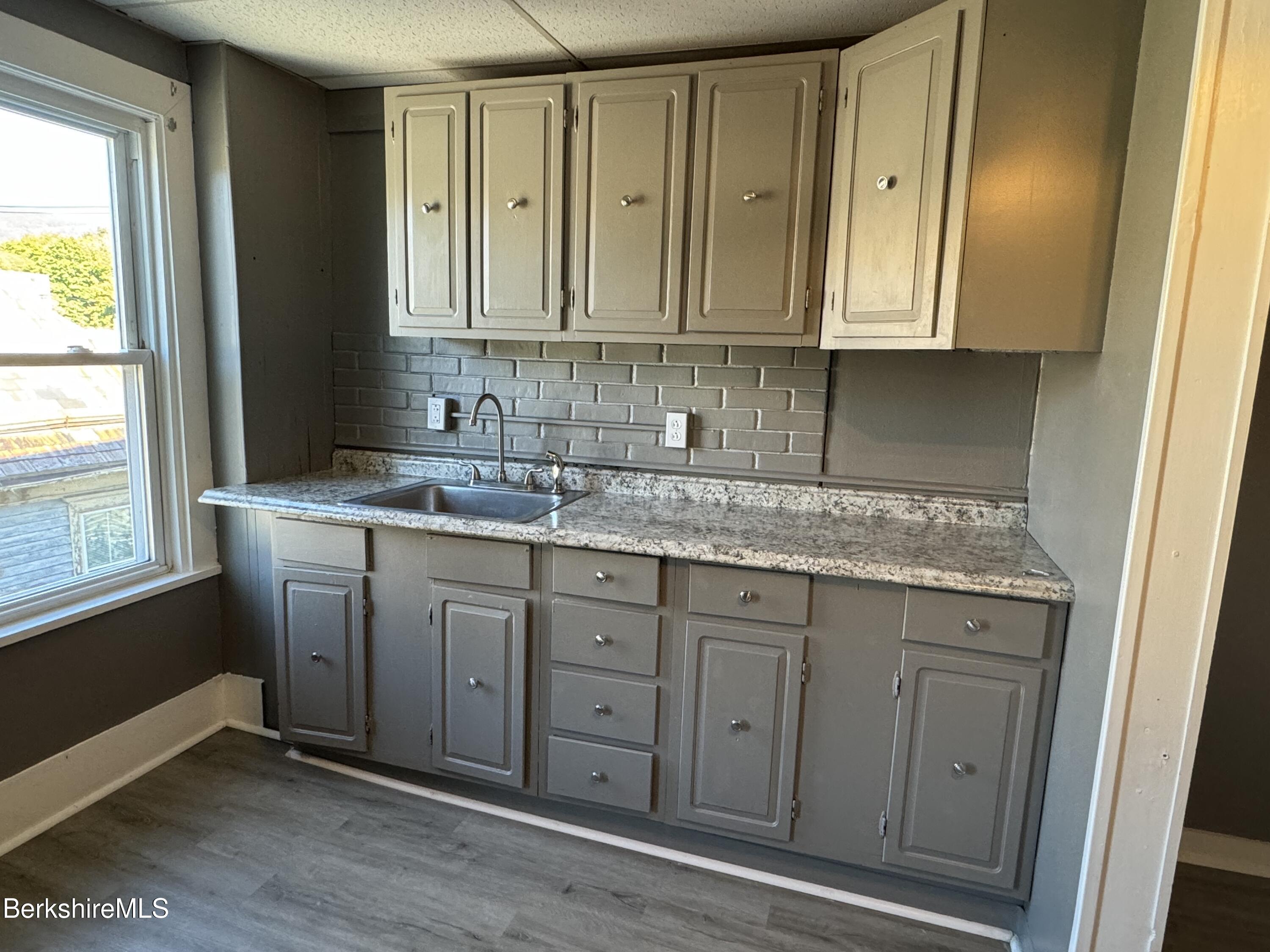 88 Summer Street, Unit 3C Adams, MA 01220 - Photo 7 of 11 a sink with granite countertop cabinets and a wooden floor