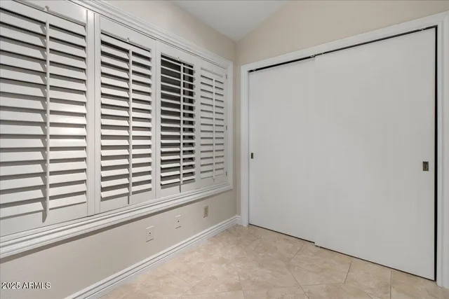 a view of a small space with a window