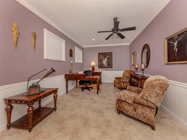 front view of a house with a large window