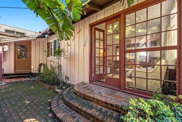 a view of a backyard with plants