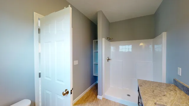a bathroom with a shower