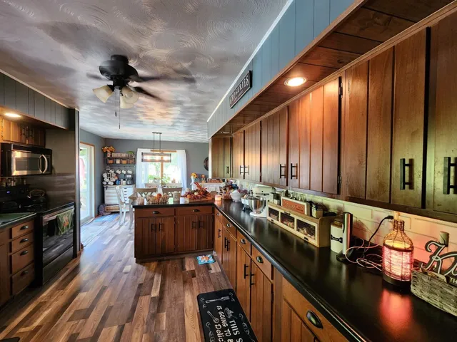 a kitchen with lots of counter space