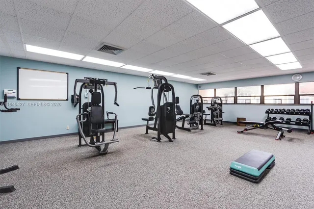 a view of a room with gym equipment