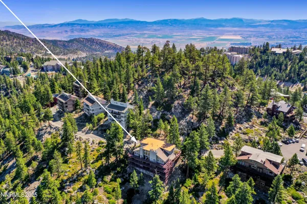 a view of a city with a mountain