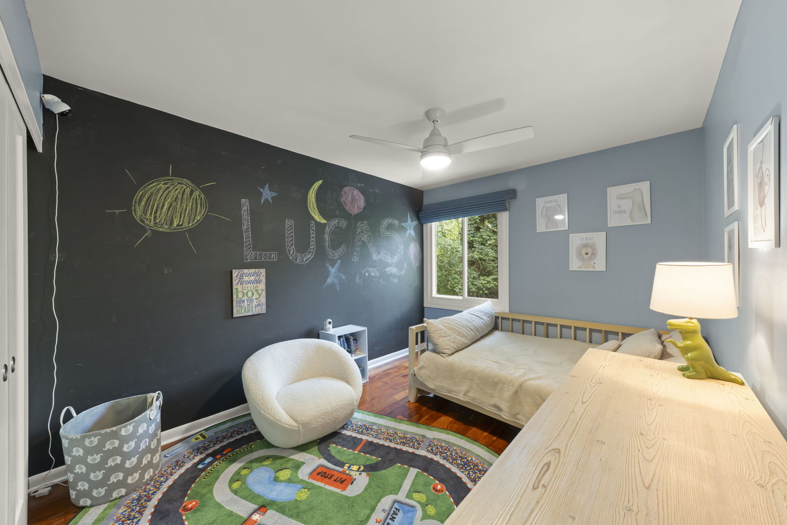 1940 Green Trails Drive Lisle, IL 60532 - Photo 18 of 31 a bedroom with a bed and wooden floor