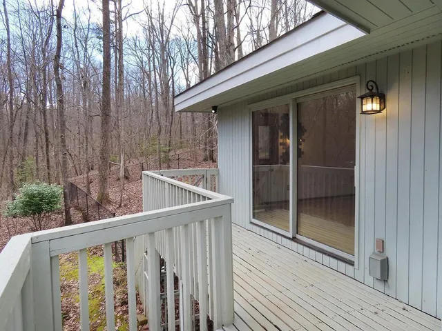 a view of wooden balcony